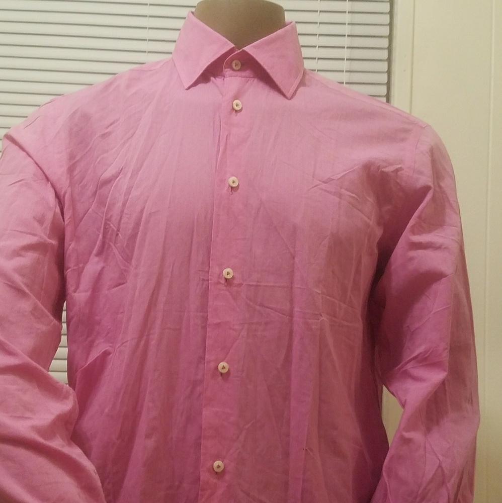 VAN LAACK ROYAL Vibrant Pink Solid Poplin Long Sle